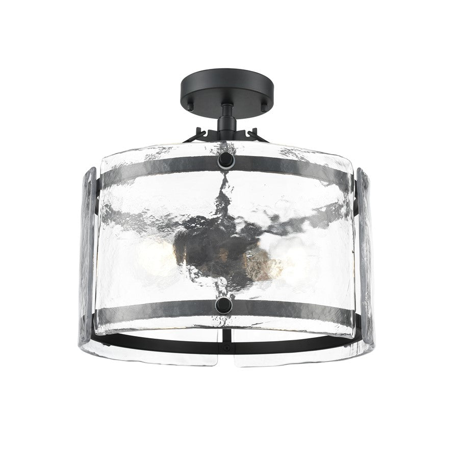 Millennium Lighting Bennetti 2Lt 15" Semi-Flush Mount, Black/Water - 47002-MB