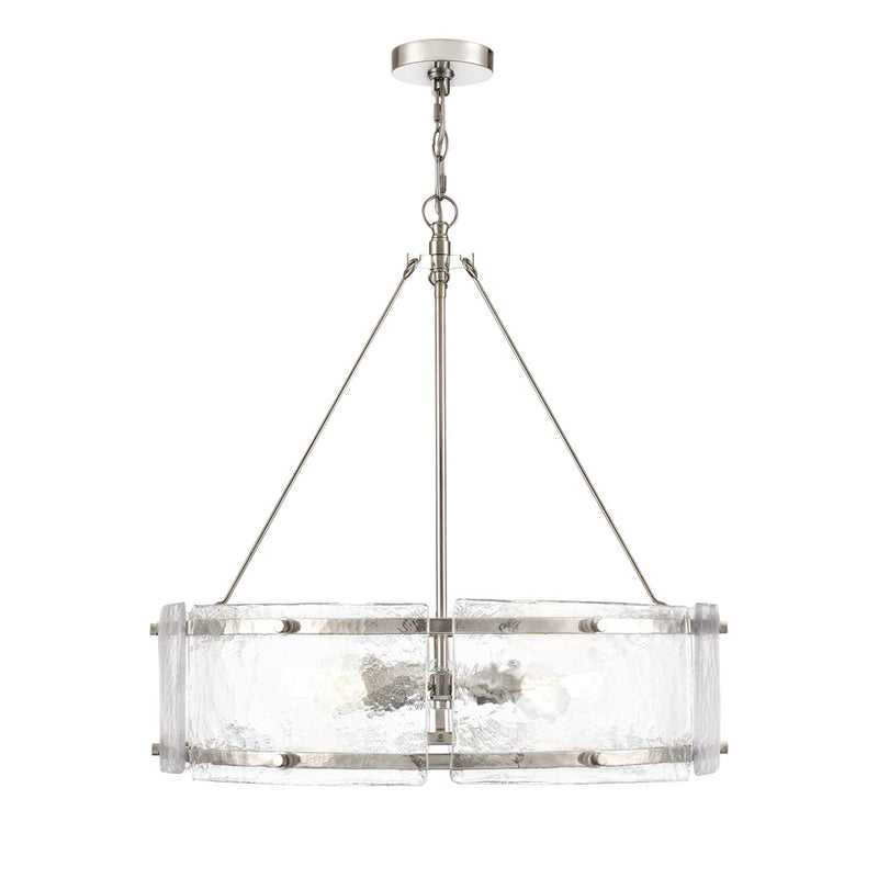 Millennium Lighting Bennetti 5Lt 25" Pendant, Polished Nickel/Water