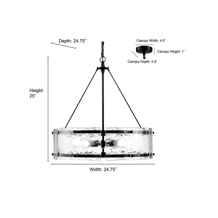 Millennium Lighting Bennetti 5Lt 25" Pendant, Polished Nickel/Water