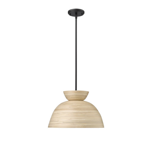 Millennium Lighting Jaycen 1Lt Pendant, Black/Bamboo Nature - 48001-MB