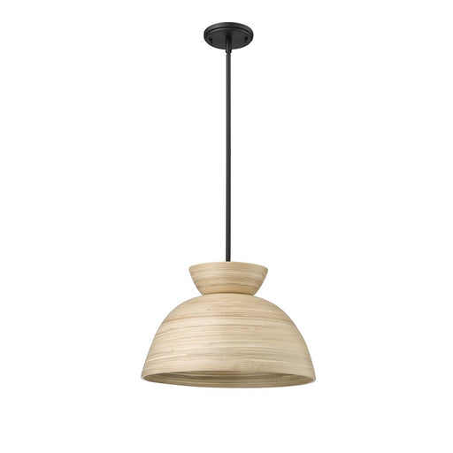 Millennium Lighting Jaycen 1Lt Pendant, Black/Bamboo Nature