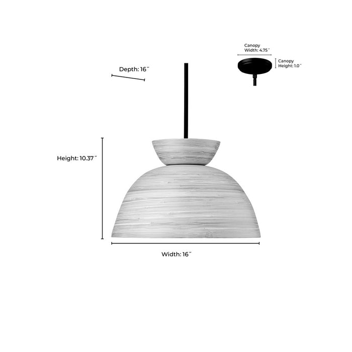 Millennium Lighting Jaycen 1Lt Pendant, Black/Bamboo Nature