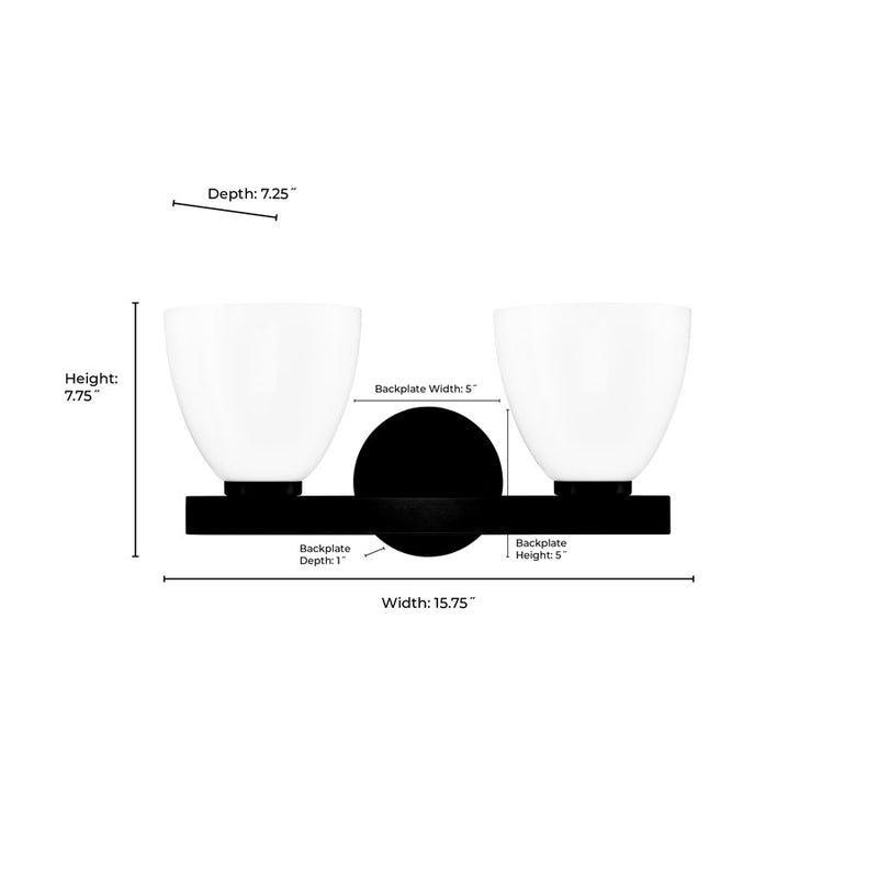 Millennium Lighting Apria 2Lt 16" Vanity, Modern Gold/Opal