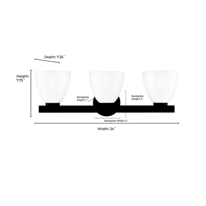 Millennium Lighting Apria 3Lt 24" Vanity, Polished Chrome/Opal