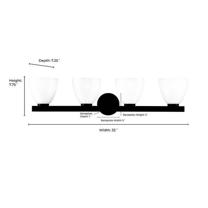 Millennium Lighting Apria 4Lt 33" Vanity, Black/Opal