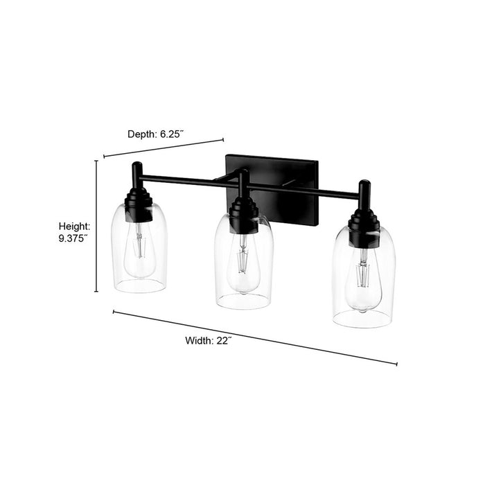 Millennium Lighting Arlett 3Lt Vanity, Black/Clear