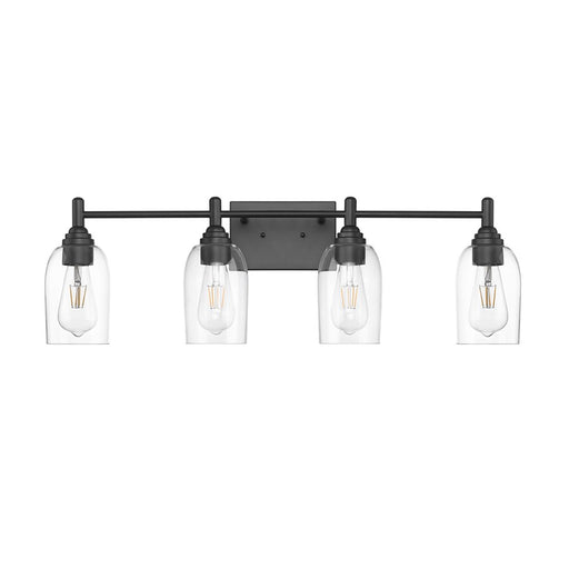 Millennium Lighting Arlett 4Lt Bathroom Vanity Light, Black/Clear - 4994-MB