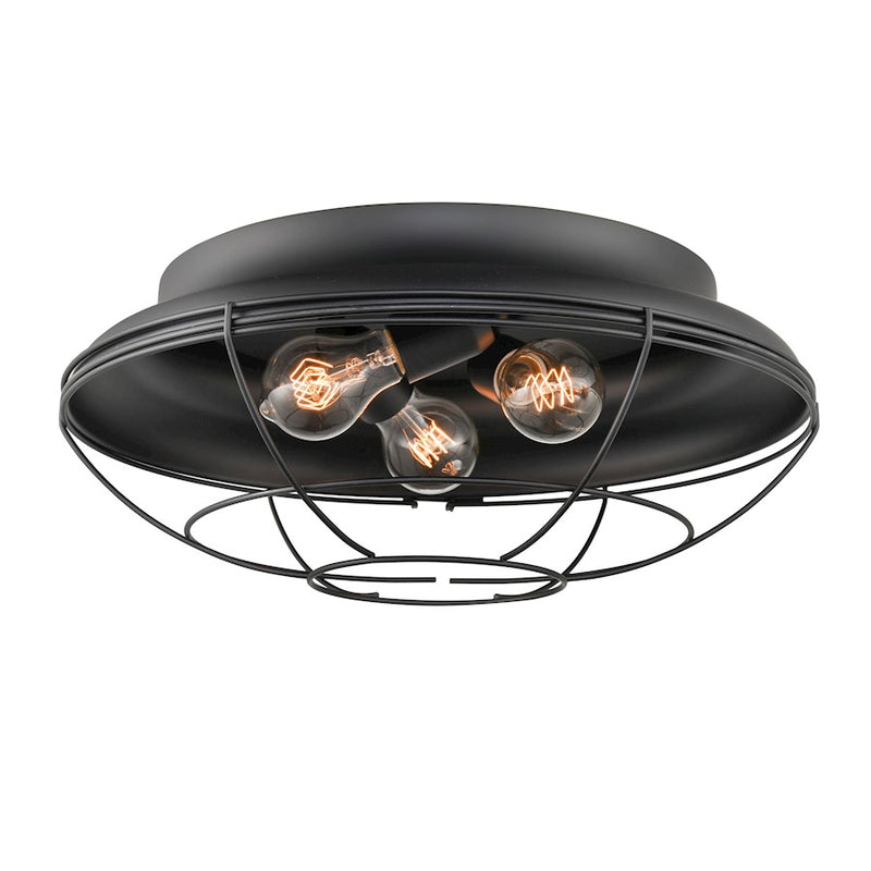 Millennium Lighting 3 Light Outdoor Flush Mount, Matte Black
