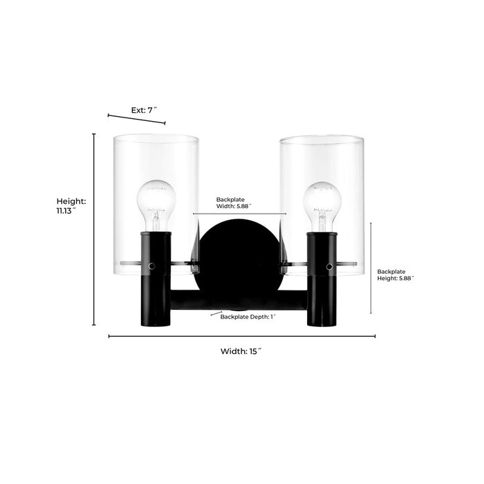 Millennium Lighting Apolla 2Lt Vanity, Black