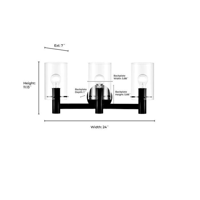 Millennium Lighting Apolla 3Lt Vanity, Black