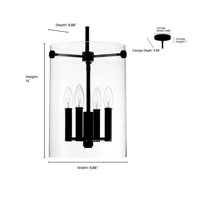 Millennium Lighting Vissi 4Lt 14" Pendant, Black
