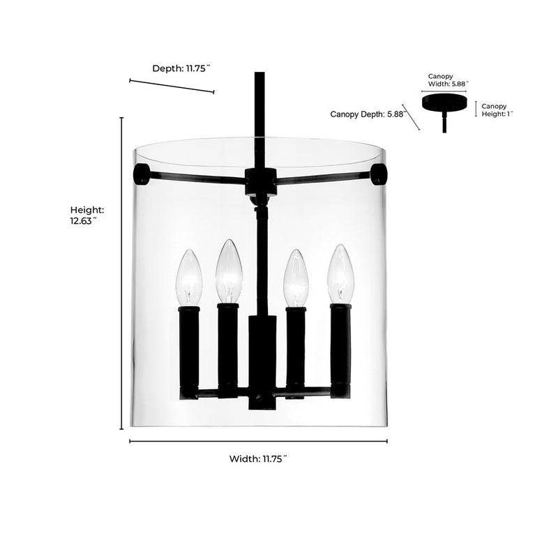 Millennium Lighting Vissi 4Lt 13" Pendant, Black