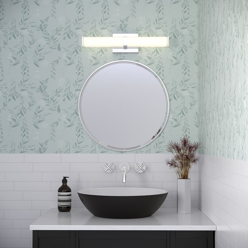 Millennium Tron 18" Bathroom Vanity LED Bath Bar, Chrome/White