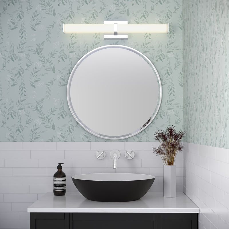 Millennium Tron 24" Bathroom Vanity LED Bath Bar, Chrome/White