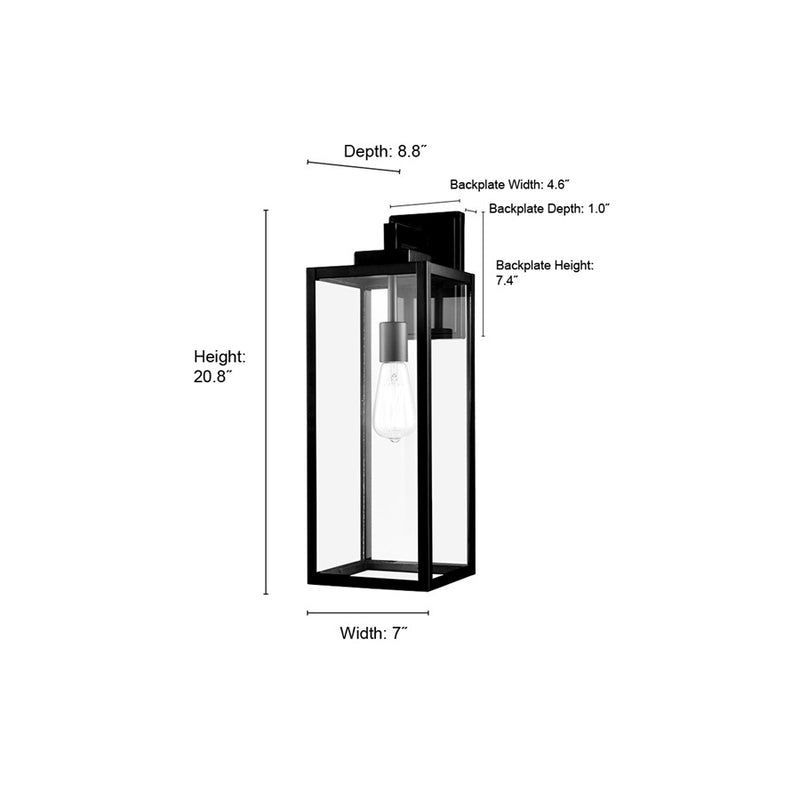 929 Lighting Atless 1Lt Outdoor Wall Lantern, Black/Clear