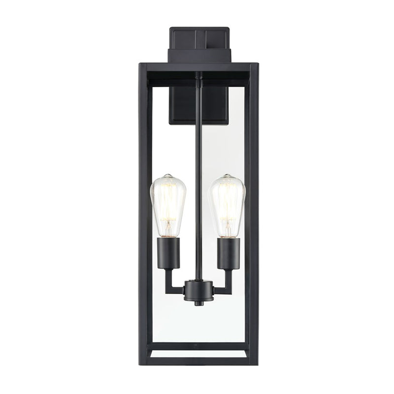 929 Lighting Atless 2Lt Outdoor Wall Lantern, Black/Clear
