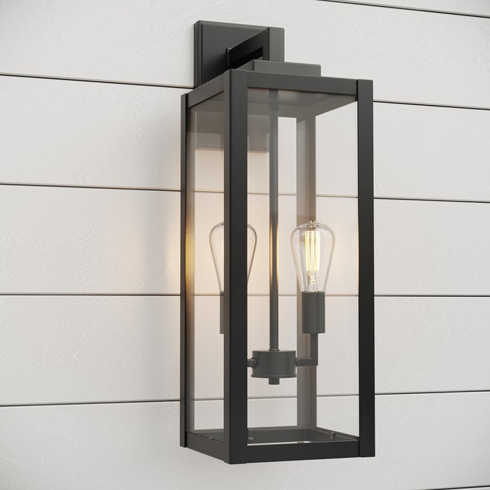 929 Lighting Atless 2Lt Outdoor Wall Lantern, Black/Clear