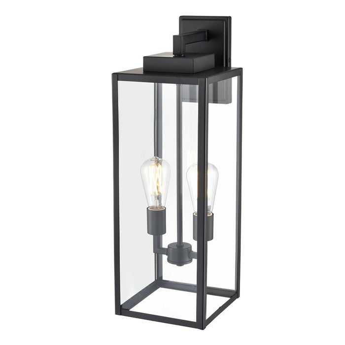 929 Lighting Atless 2Lt Outdoor Wall Lantern, Black/Clear