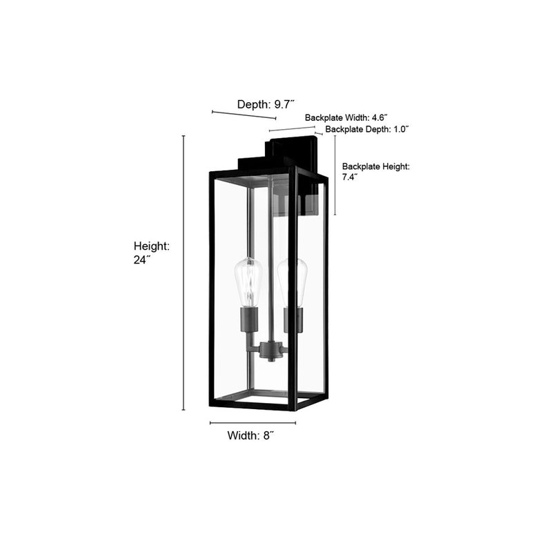 929 Lighting Atless 2Lt Outdoor Wall Lantern, Bronze/Clear