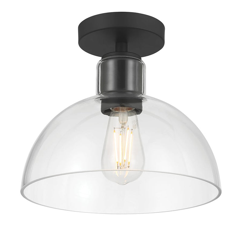 Millennium Knightsdale 1Lt Semi Flush Mount, Black/Clear - 6021-MB