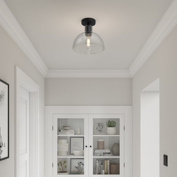 Millennium Knightsdale 1Lt Semi Flush Mount, Black/Clear