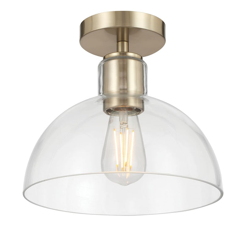 Millennium Lighting Knightsdale 1Lt Semi Flush Mount, Gold/Clear