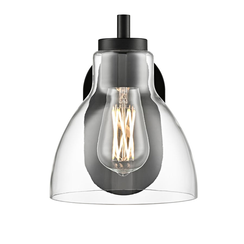 Millennium Knightsdale 9.25" High 1Lt Wall Sconce, Black/Clear