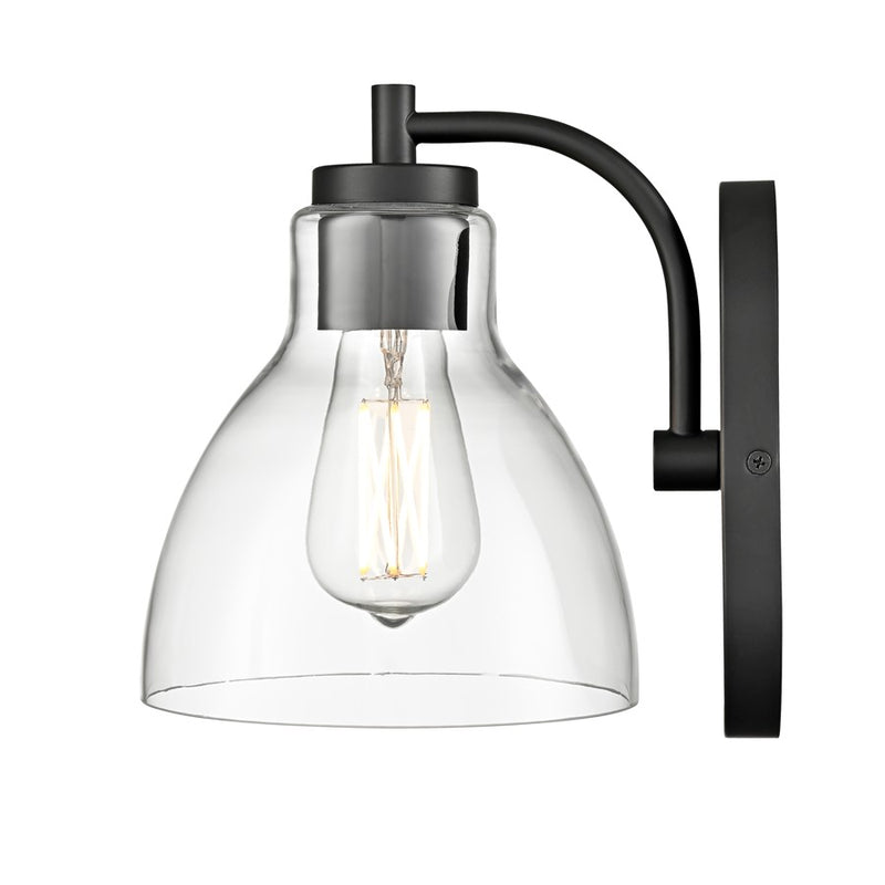 Millennium Knightsdale 9.25" High 1Lt Wall Sconce, Black/Clear