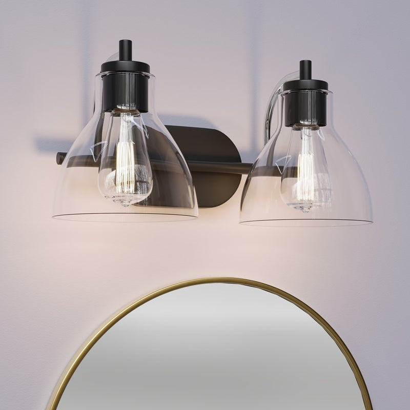 Millennium Lighting Knightsdale 17.5" 2Lt Vanity, Matte Black/Clear