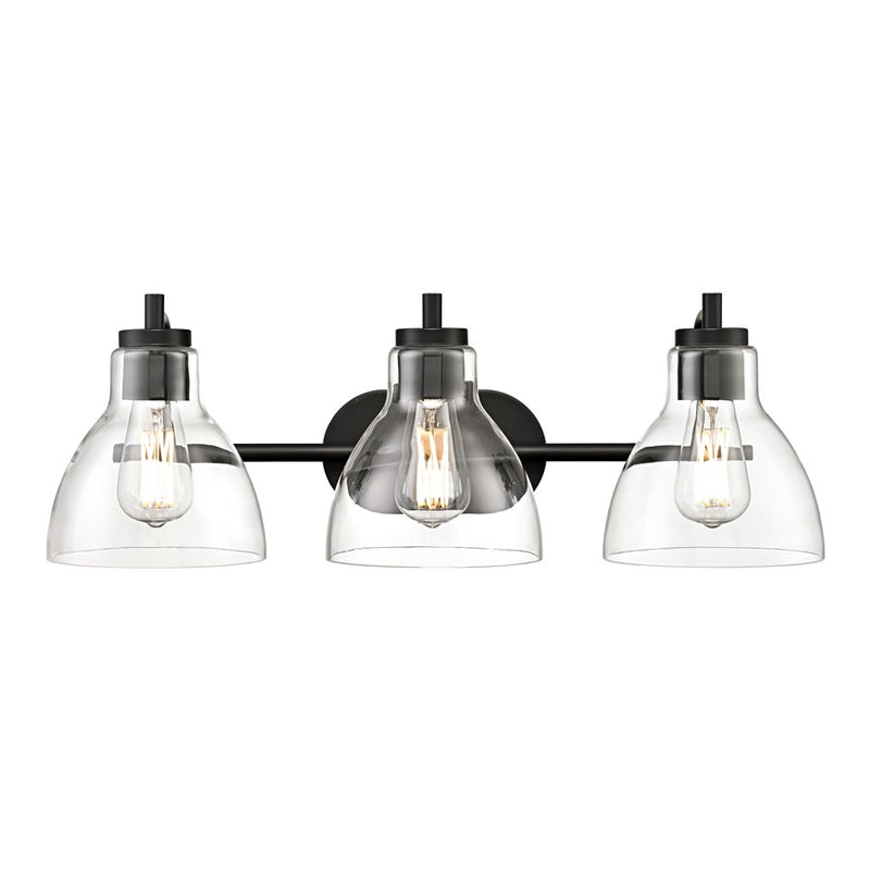 Millennium Lighting Knightsdale 25.25" 3Lt Vanity, Matte Black/Clear