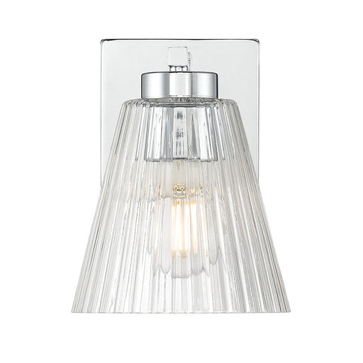 Millennium Riville 1Lt Wall Sconce, Chrome/Clear Striated
