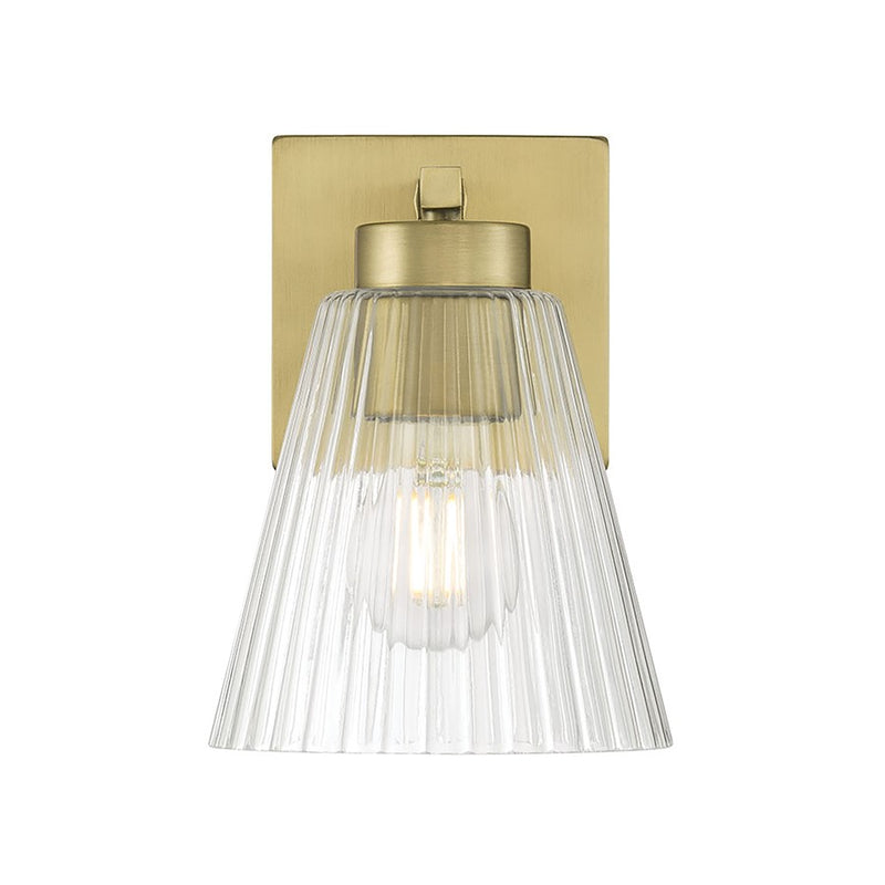 Millennium Riville 1Lt Wall Sconce, Brass/Clear Striated