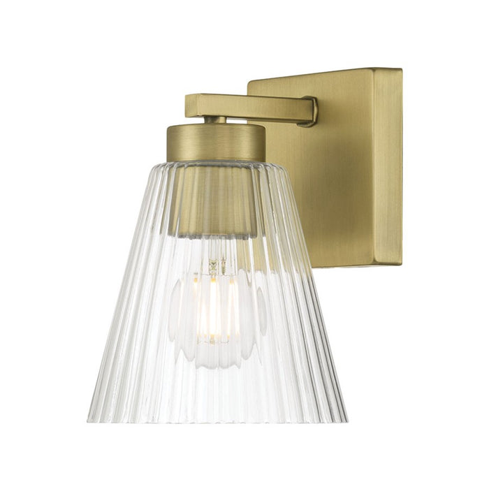 Millennium Riville 1Lt Wall Sconce, Brass/Clear Striated