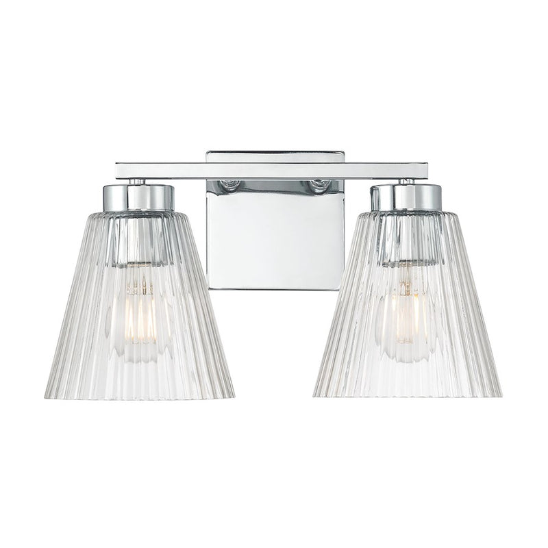 Millennium Riville 2Lt Bathroom Vanity Light, Chrome/Clear Striated