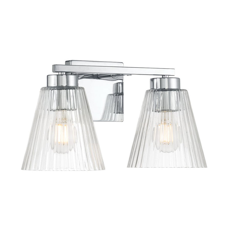 Millennium Riville 2Lt Bathroom Vanity Light, Chrome/Clear Striated