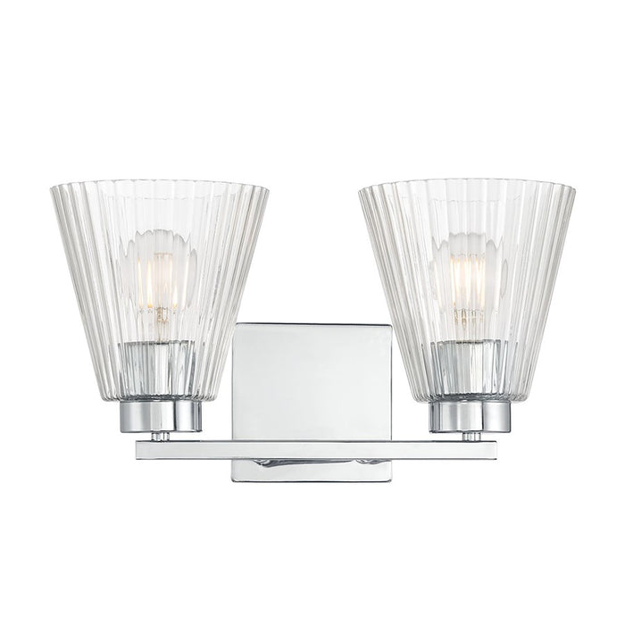 Millennium Riville 2Lt Bathroom Vanity Light, Chrome/Clear Striated
