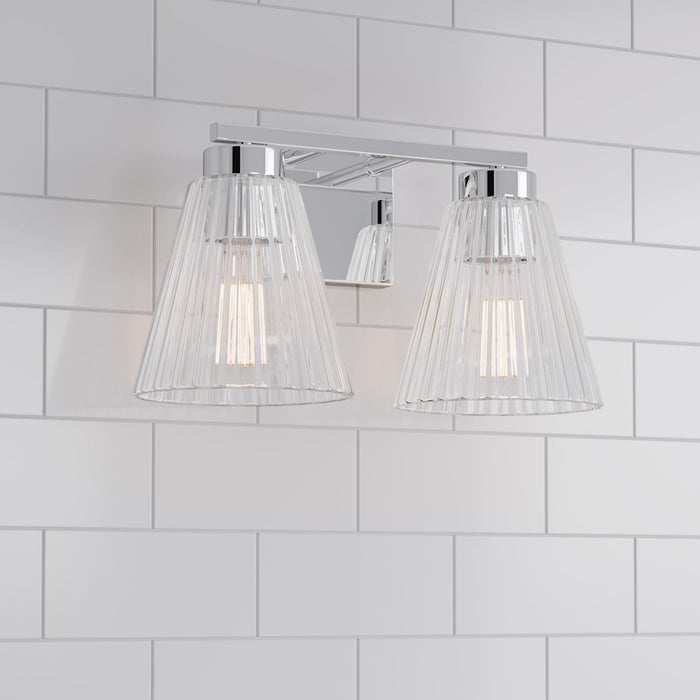 Millennium Riville 2Lt Bathroom Vanity Light, Chrome/Clear Striated