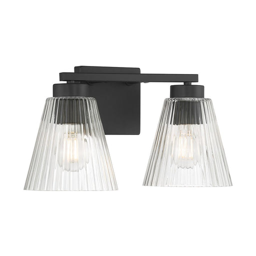 Millennium Riville 2Lt Bathroom Vanity Light, Black/Clear Striated - 63002-MB