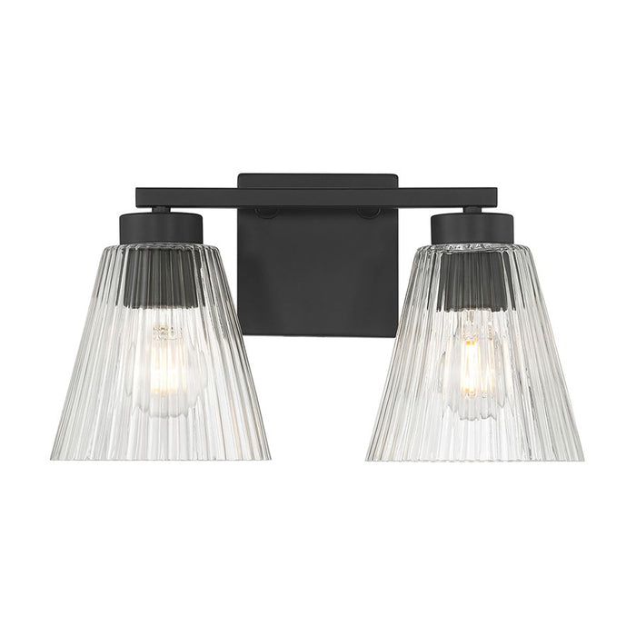 Millennium Riville 2Lt Bathroom Vanity Light, Black/Clear Striated
