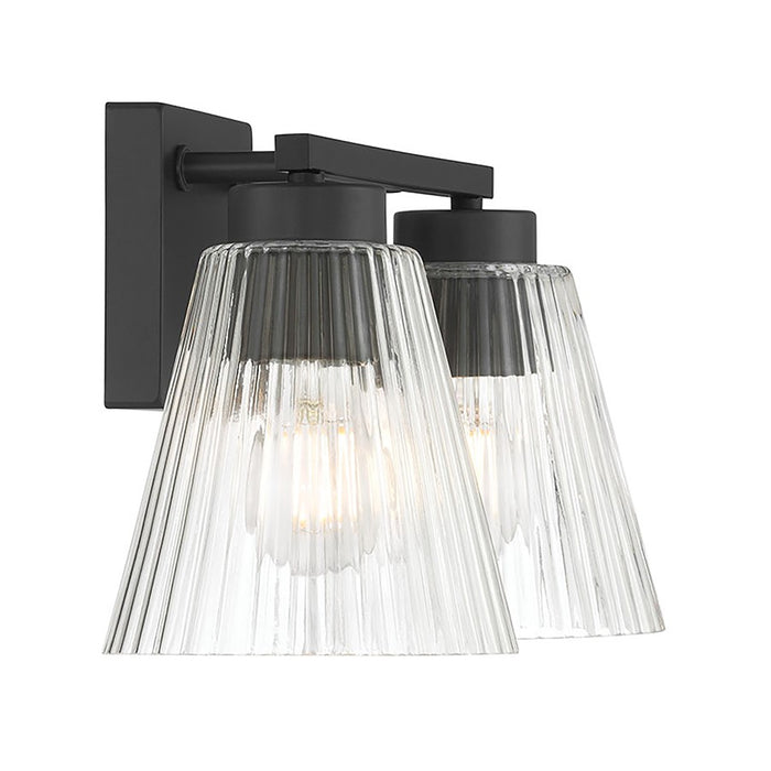 Millennium Riville 2Lt Bathroom Vanity Light, Black/Clear Striated