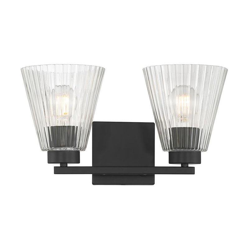 Millennium Riville 2Lt Bathroom Vanity Light, Black/Clear Striated