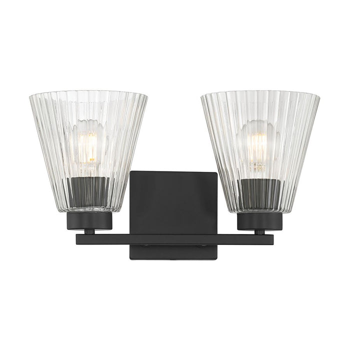 Millennium Riville 2Lt Bathroom Vanity Light, Black/Clear Striated