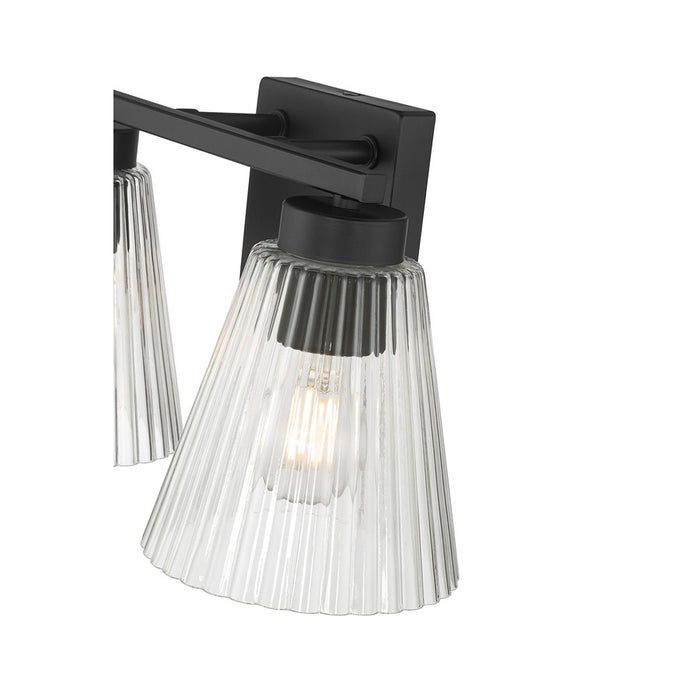 Millennium Riville 2Lt Bathroom Vanity Light, Black/Clear Striated