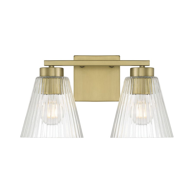 Millennium Riville 2Lt Bathroom Vanity Light, Brass/Clear Striated