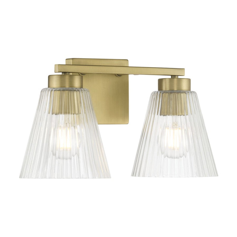 Millennium Riville 2Lt Bathroom Vanity Light, Brass/Clear Striated