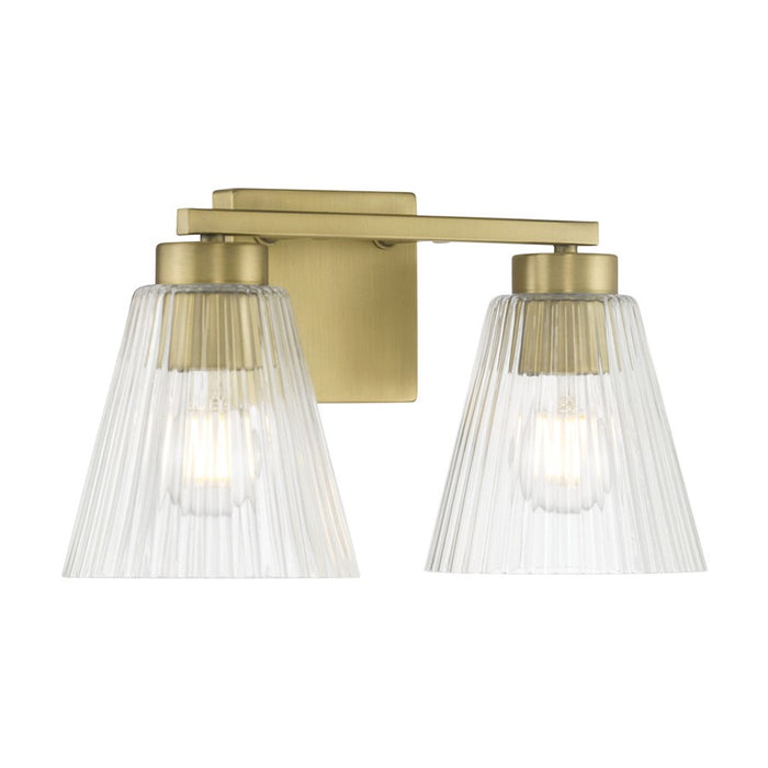 Millennium Riville 2Lt Bathroom Vanity Light, Brass/Clear Striated