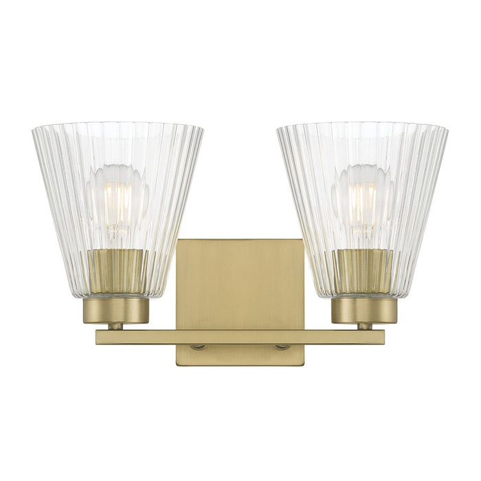 Millennium Riville 2Lt Bathroom Vanity Light, Brass/Clear Striated
