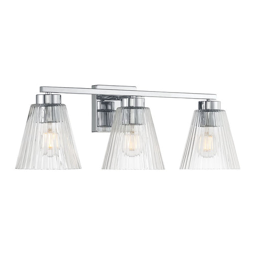 Millennium Riville 3Lt Bathroom Vanity Light, Chrome/Clear Striated - 63003-CH