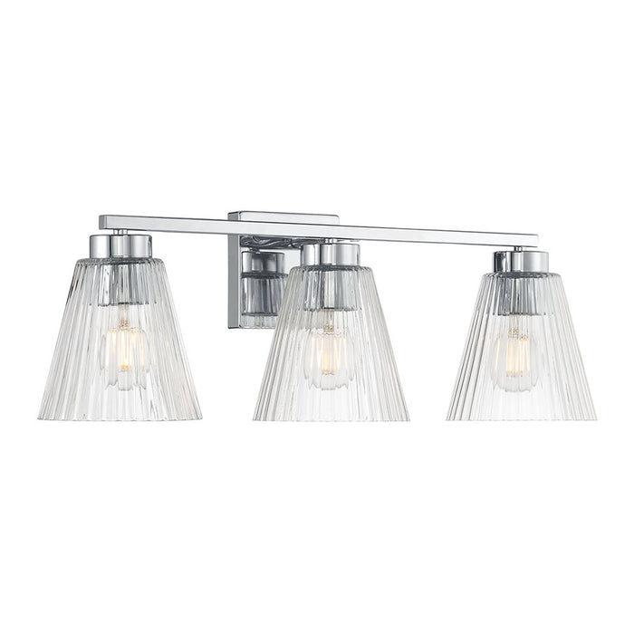 Millennium Riville 3Lt Bathroom Vanity Light, Chrome/Clear Striated - 63003-CH