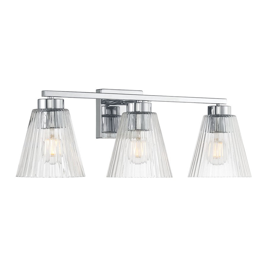 Millennium Riville 3Lt Bathroom Vanity Light, Chrome/Clear Striated - 63003-CH